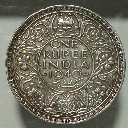 British India 1 Rupee coin set used, 3 pieces 1907-1940