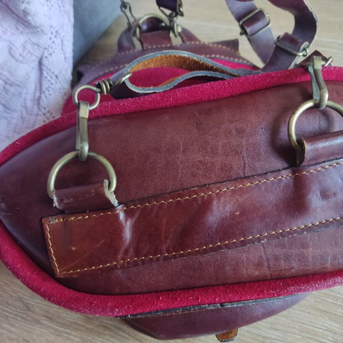 Backpack vintage genuine leather suede small used, boho chic