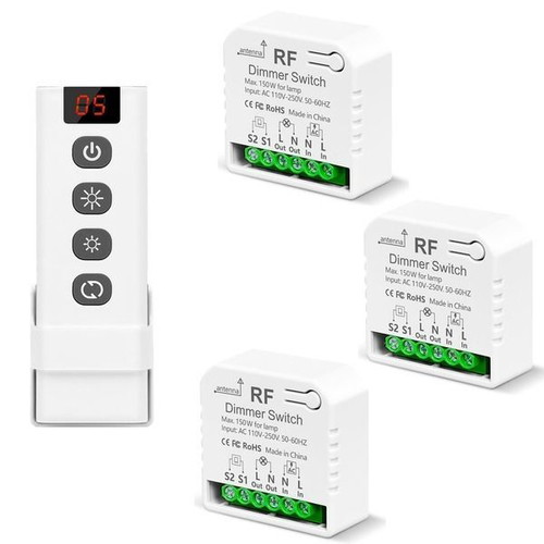 Wireless dimmer 230 V with remote for LED and halogen 10–150 W, no Wi-Fi