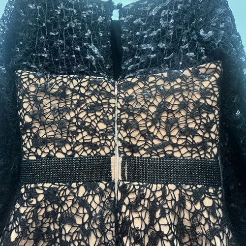 Maxi dress like new with black lace for wedding or christening