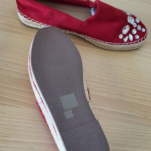 Fred espadrilles with crystals new, red suede, size 39