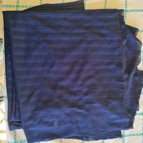 Two blue striped fabrics for a dress