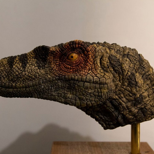 Velociraptor dinosaur head handmade, made to order, Jurassic Park