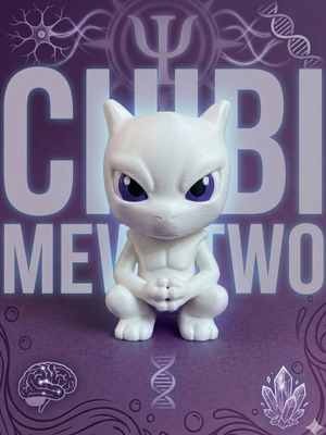 Chibi Mewtwo figure 3D printed, new