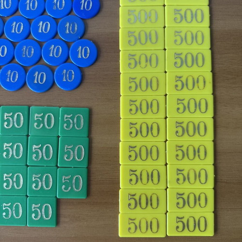 Game chips used, set of various colors and values