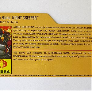 GI Joe "Night Creeper" (Defence of Cobra Island set) (2009) filecard