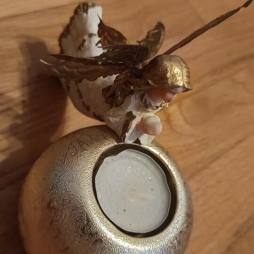 Angel Candle Holder in Gold Shades like new handmade