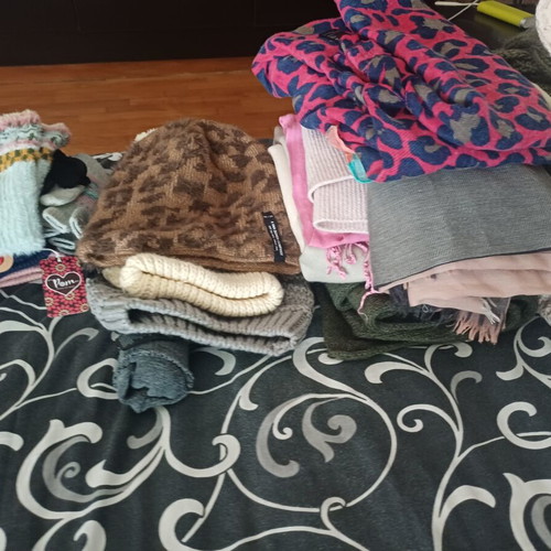 Winter accessories new, scarves gloves hats and ribbons