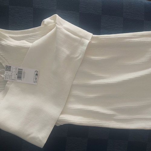 Mango rib dress with asymmetrical sleeve new, white, size S