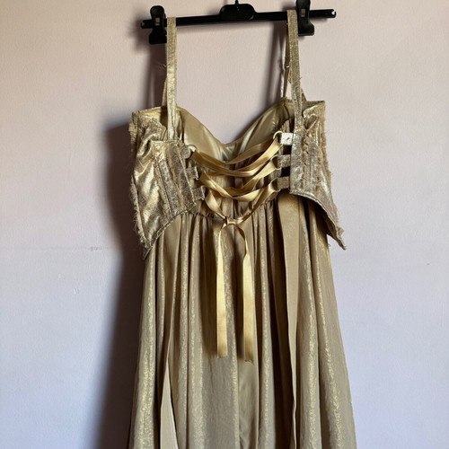 Tassos Mitropoulos dress gold metallic like new