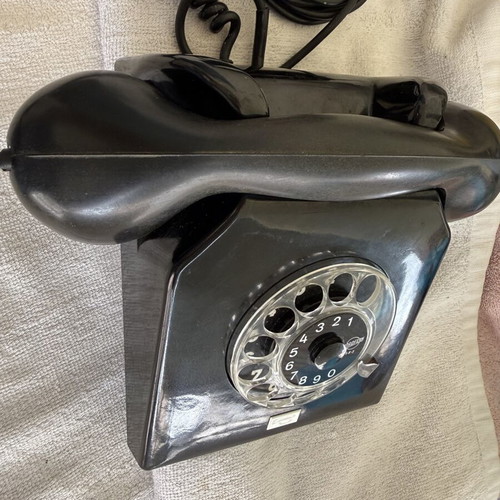 RFT Germany DDR Bakelite Telephone used, wired, black