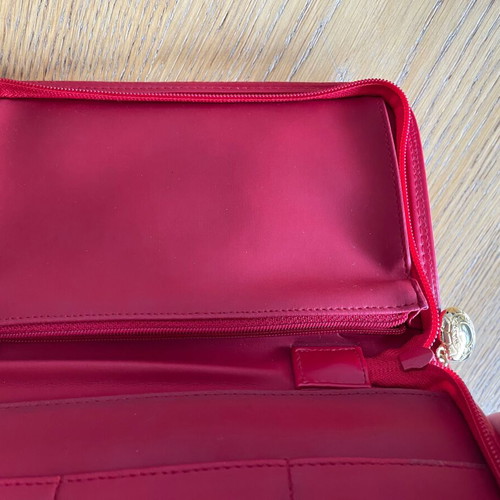 Rochas wallet used, rectangular with card and coin holder, red