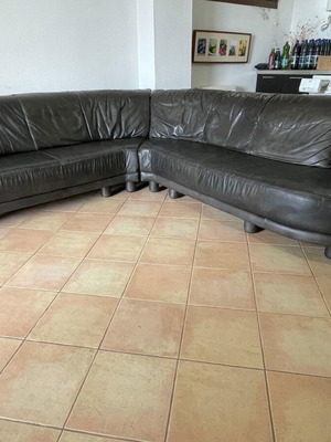 Leather sofa used, made from calfskin