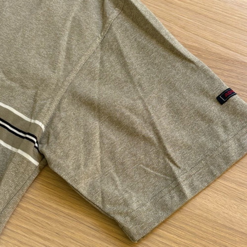 New CANDA short-sleeve polo shirt, size L, grey-green with stripes