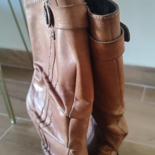 Marco Tozzi women's brown boots size 38 used with inner lining and 6cm heel