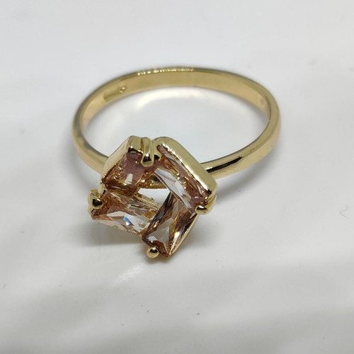 Gold ring with geometric champagne crystals like new