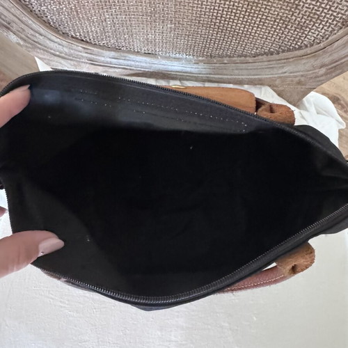 Longchamp Le Pliage handbag used, black with brown leather details