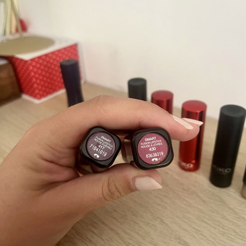 Kiko Milano lipsticks used, various shades red, burgundy, pink, brown
