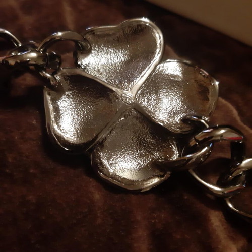 Chanel blackened metal bracelet with large camellia flower like new