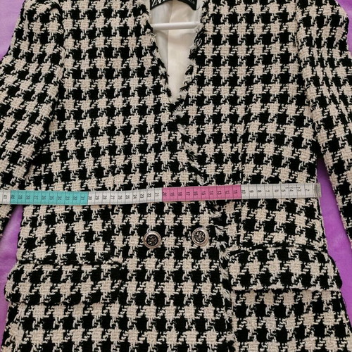 Zara σακάκι tweed με houndstooth μοτίβο, αφορετο, μέγεθος S