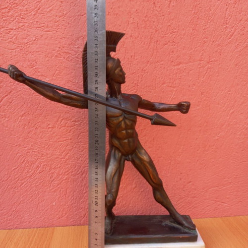 Leonidas sculpture used, tin on marble base