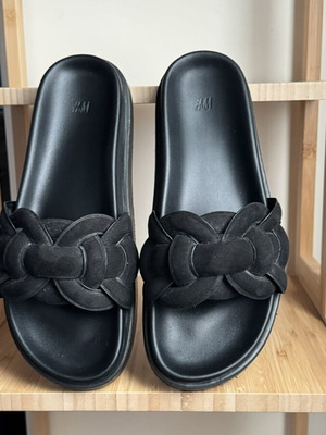 H&M Minimal Braided Slides νούμερο 39 σαν καινούργιο, μαύρα