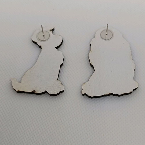 Lady and the Tramp wooden earrings with stainless steel clasp, like new