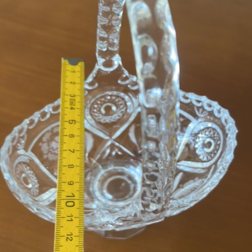 Vintage minimal heavy crystal fondue dish like new