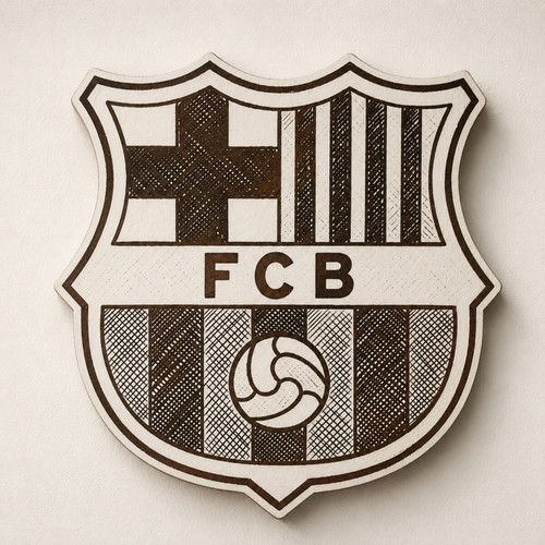 Engraved football items new, chipboard, 30x30 cm