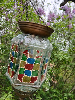 Glass candlestick used with some defects