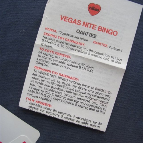 Vegas Nite Bingo Nilco card game like new with instructions