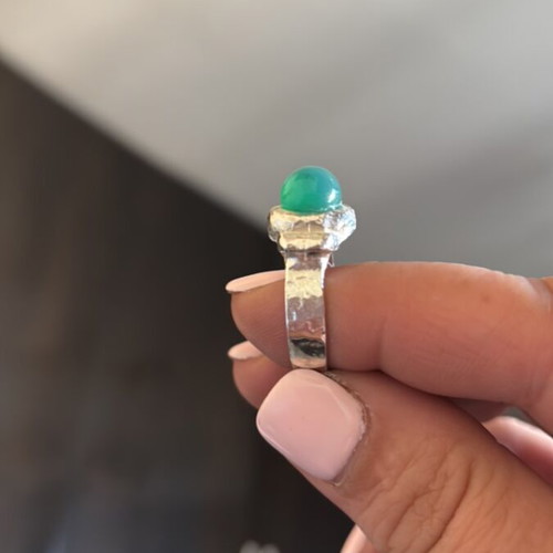 Silver hammered ring like new, polished