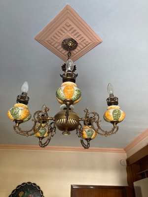 Vintage chandelier used with porcelain elements