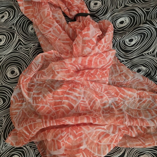 Coral scarf new, Infinity brand, white and orange