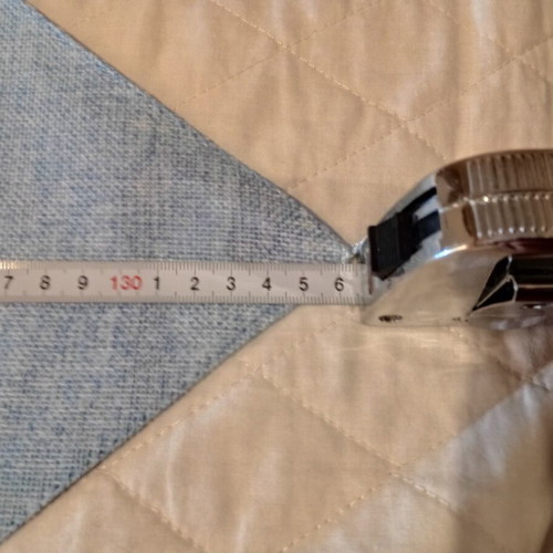 Table runner linen embossed fabric like new, sky blue with tassels
