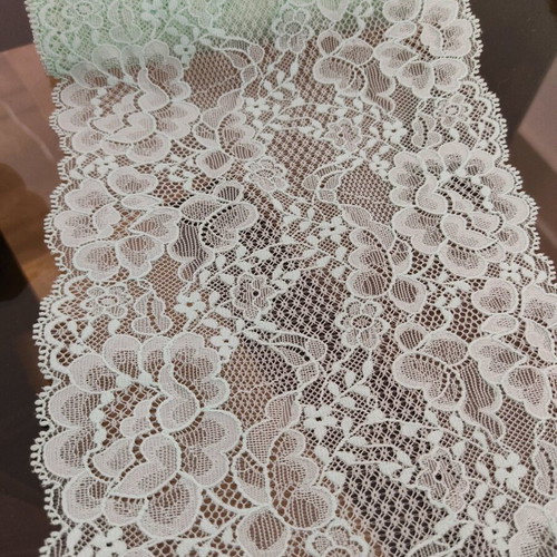 Lace fabric like new, strip 17cm x 2 meters, light mint color