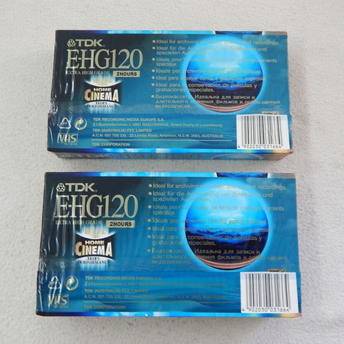 TDK EHG 120 VHS video cassettes new, pack of 2
