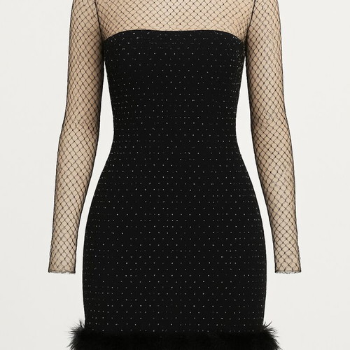 Black mini dress with sparkles and mesh new, size S