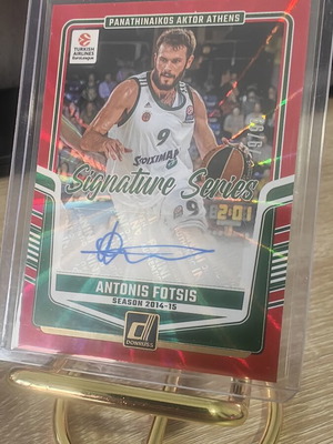 2024-25 Panini Donruss EuroLeague Signature Series Red Laser Autograph Card Antonis Fotsis