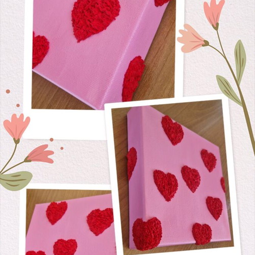 Set of 3 handmade paintings 20x20cm new with 3D designs