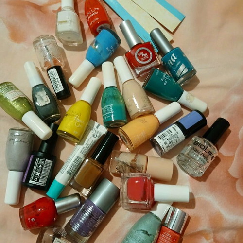 Collection of nail polishes used