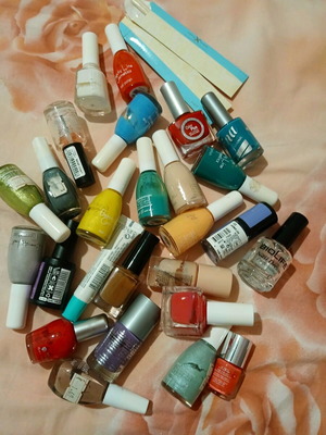 Collection of nail polishes used