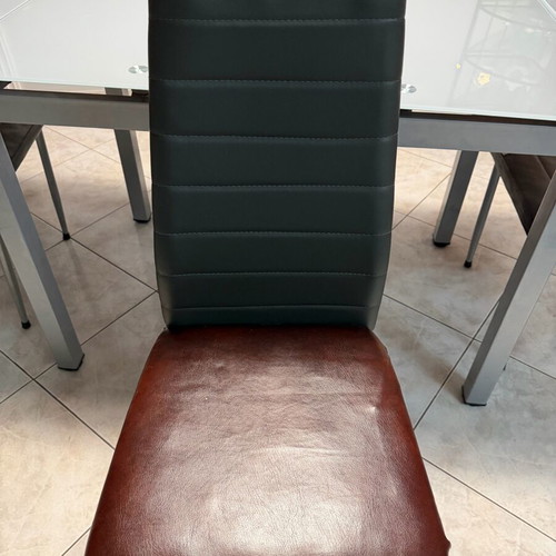 Glass extendable dining table set with 4 chairs used