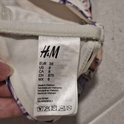 H&M Mix & Match Bikini Set Like New, Floral Bandeau Top & Scalloped Bottoms