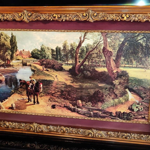 Vintage Flatford Mill Print by John Constable with Large Carved Frame used