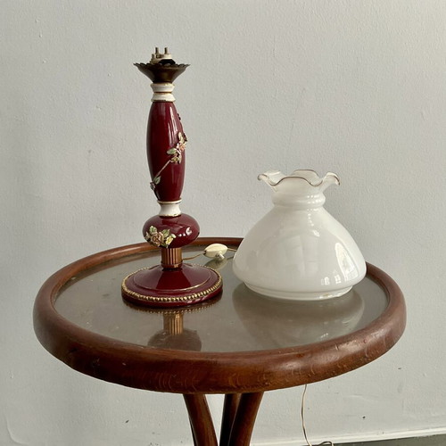 Vintage table lamp used, neoclassical Hollywood Regency style, porcelain
