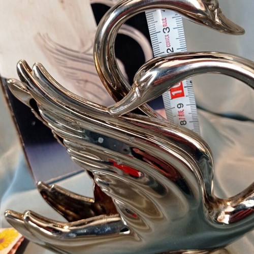Silverplated Swan Napkin Holder used with box, vintage design