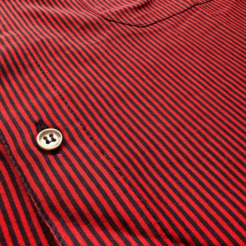 Vintage Schiatti & C. shirt like new, red-black stripe with denim collar