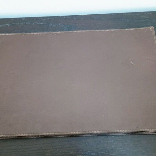 Leather placemats used, brown, pack of 6, Italian with decorative stitching