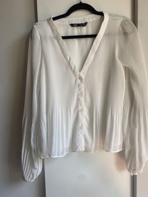 Zara women's blouse with V neck like new, white, sizes S and M